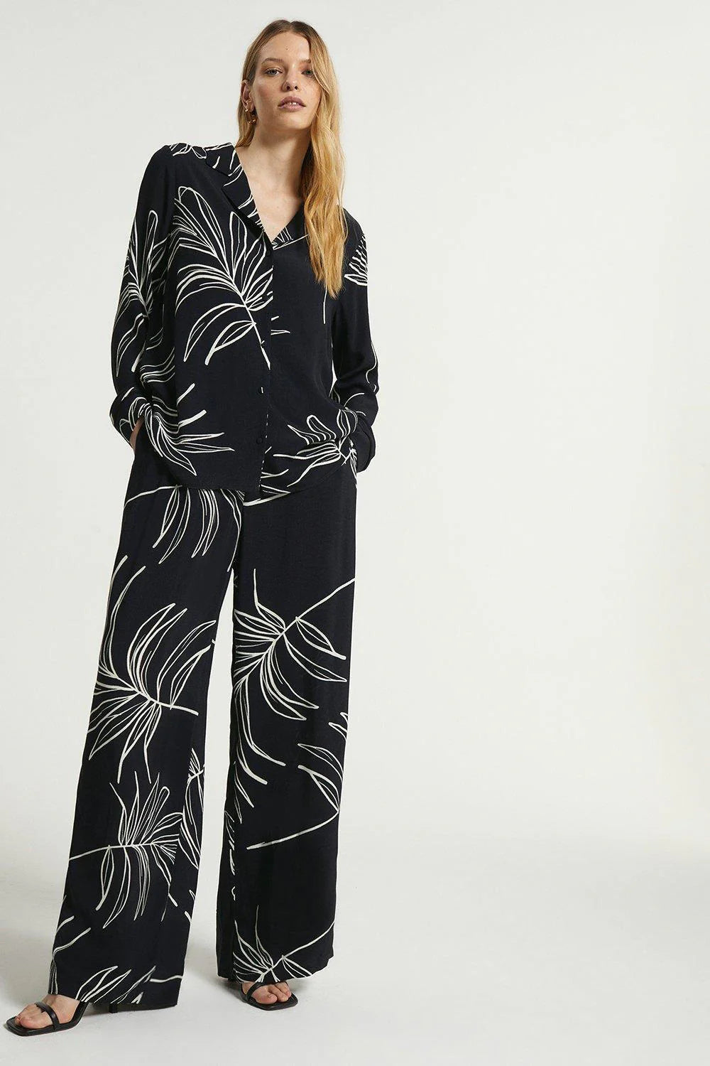 Black Leaflet Two Piece Co-Ord Set